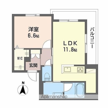 サンフェリーチェⅡ[1LDK/45.26m2]の間取図