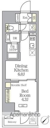 プライムガーデン大森[1DK/27.6m2]の間取図