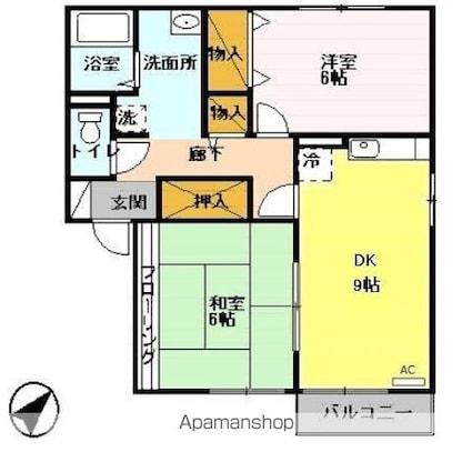 スカイハウス[2DK/55.2m2]の間取図