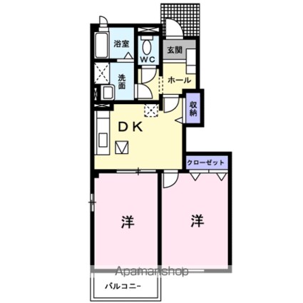 メゾン　ドゥ　ボヌールＣ[2DK/44.7m2]の間取図
