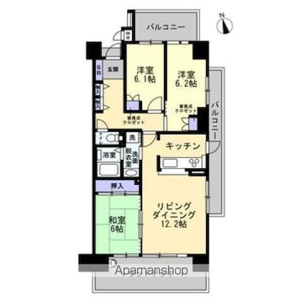 アルファステイツ三条[3LDK/75.3m2]の間取図