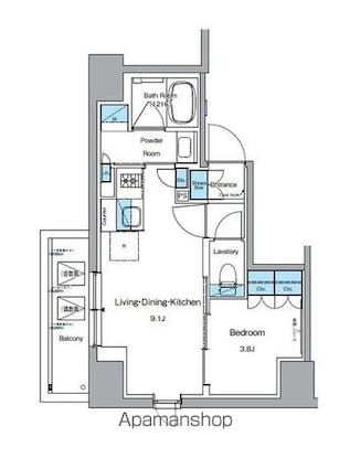 ルフォンプログレ上野御徒町[1LDK/32.75m2]の間取図