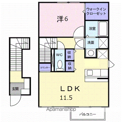 モデルノパラッツォ稲毛Ⅱ[1LDK/46.28m2]の間取図