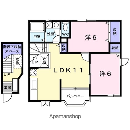 ヴィラ　エンゼルＣ[2LDK/58.53m2]の間取図
