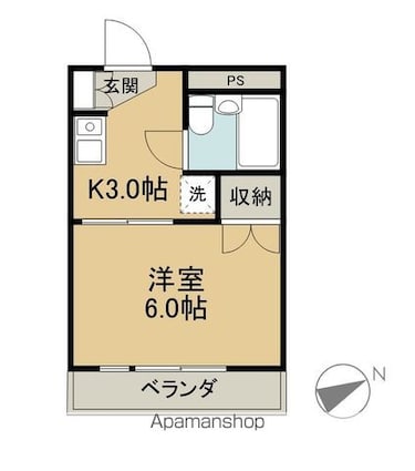 クレスト庚午北[1K/20.86m2]の間取図