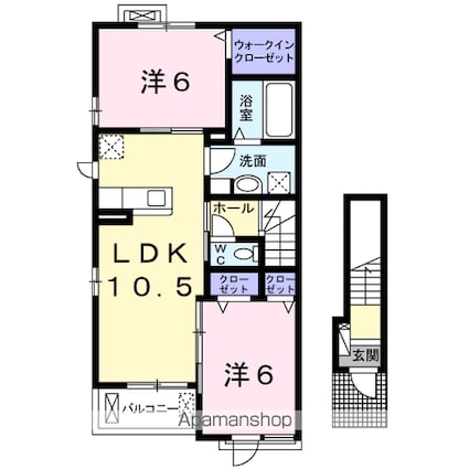 宮崎県宮崎市大字新名爪[2LDK/59.51m2]の間取図