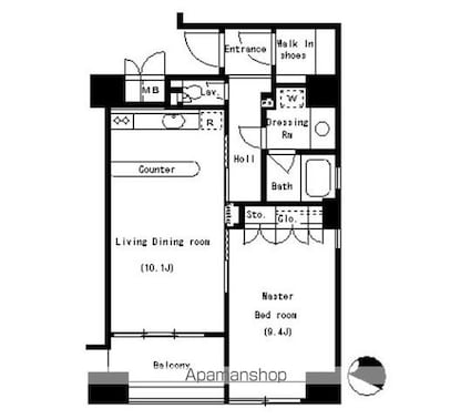 パークアクシス南麻布[1LDK/57.35m2]の間取図