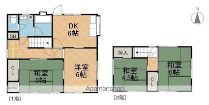 稲里１丁目戸建北東[4DK/69.55m2]の間取図