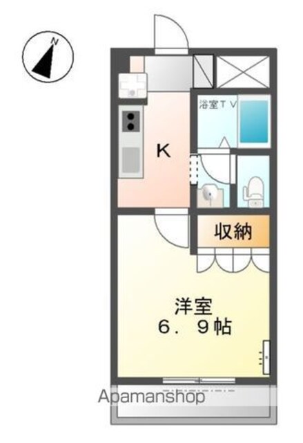 ピアチェーレ[1K/24.84m2]の間取図