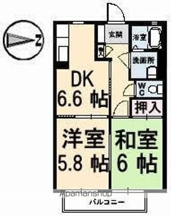 バリュージュ泉保[2DK/44.33m2]の間取図