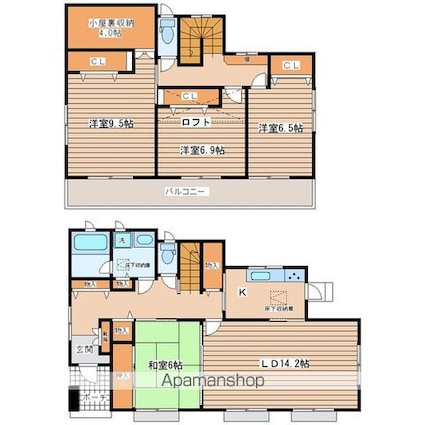 宮城県仙台市青葉区落合５丁目[4LDK/129.15m2]の間取図