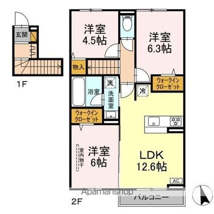 グレイスマチハタ[3LDK/68.73m2]の間取図