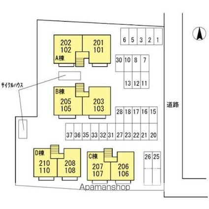 グレイスタウン　ＡＢＣＤ[3LDK/62.92m2]の配置図