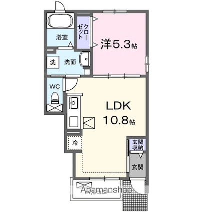 ミルト・ラフレシール[1LDK/37.38m2]の間取図