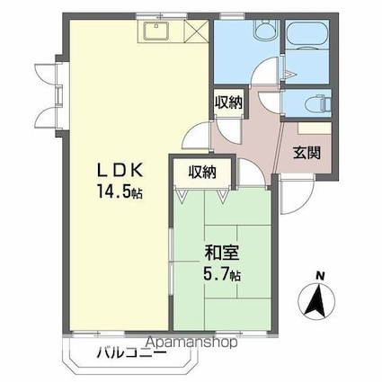 ベルメゾンＫ　Ｎ[1LDK/46.51m2]の間取図