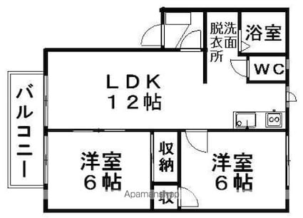 コスモクリア　Ｄ棟[2LDK/51.66m2]の間取図