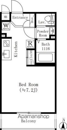小竹レジデンス[1R/25.17m2]の間取図