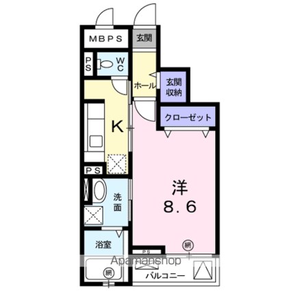 カラマ・マナ　三宿[1K/33.13m2]の間取図