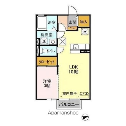 プランタンコリーヌⅡ[1LDK/33.39m2]の間取図