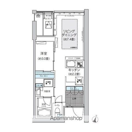 ガーデニエール砧ウエスト[1LDK/34.57m2]の間取図