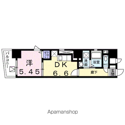 セント・ヒルズ[1DK/34.3m2]の間取図