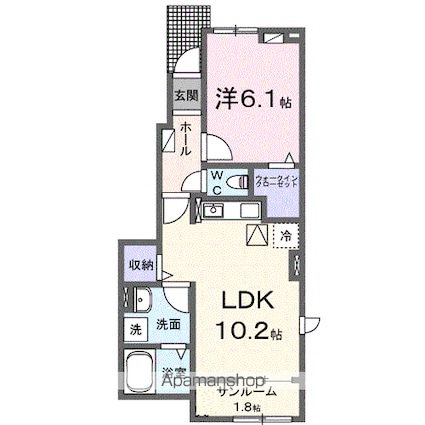 ＪＡＤＡ　Ｈｏｕｓｅ滝宮Ａ[1LDK/44.02m2]の間取図