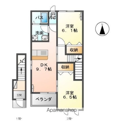 ＮＡＮＡＬＡ　弐番館[2DK/56.31m2]の間取図