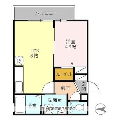 東京都渋谷区千駄ヶ谷３丁目[1LDK/32.38m2]の間取図