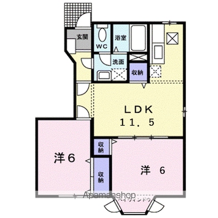 サンハイムＢ[2LDK/53.51m2]の間取図