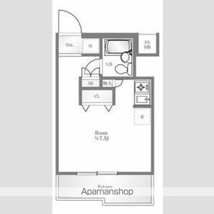 エスコート麻布十番[1R/19.42m2]の間取図