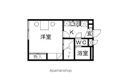 レオパレスアンジェヴィラージュ[1K/23.18m2]の間取図