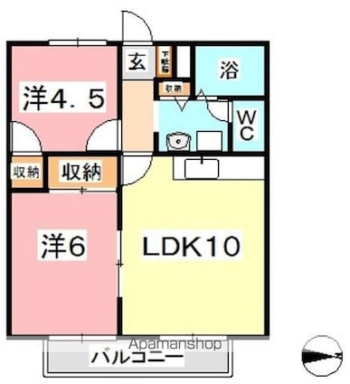 岡山県倉敷市福島[2LDK/47.54m2]の間取図