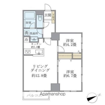 ＫＤＸレジデンス秋葉原[2LDK/58.05m2]の間取図