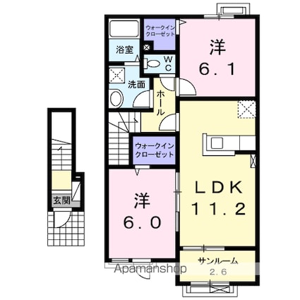 プロディジュー　ヴィラ[2LDK/61.96m2]の間取図