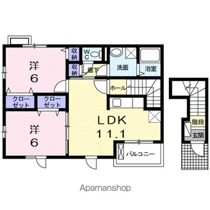 ビューティー・オアシス　Ⅱ[2LDK/57.85m2]の間取図
