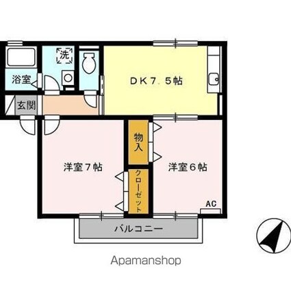 グランシャリオ　Ｂ[2DK/47.91m2]の間取図