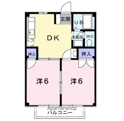 熊本県八代市田中西町[2DK/40.04m2]の間取図