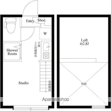 ハーモニーテラス上高井戸Ⅳ[1R/10.53m2]の間取図