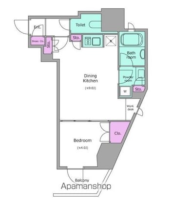 レジディア文京本郷Ⅳ[1DK/33.71m2]の間取図