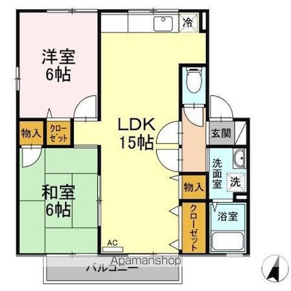 セジュール清水　Ｂ棟[2LDK/59.16m2]の間取図