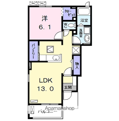 ラヴァーズ　Ｅ[1LDK/45.77m2]の間取図