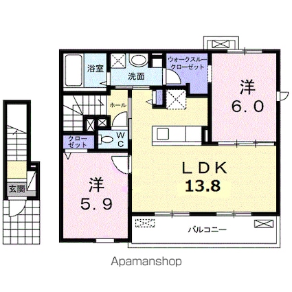 レイクメゾン[2LDK/60.24m2]の間取図