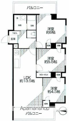 東京都杉並区和田１丁目[3LDK/65.93m2]の間取図