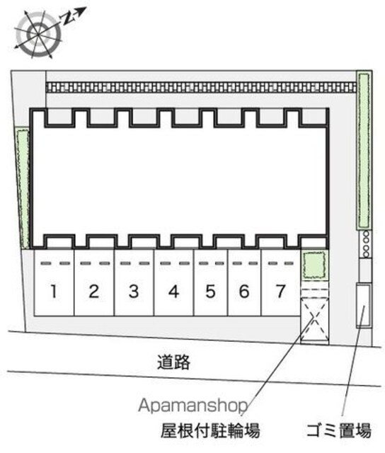 東京都八王子市宇津木町[1K/26.37m2]の配置図