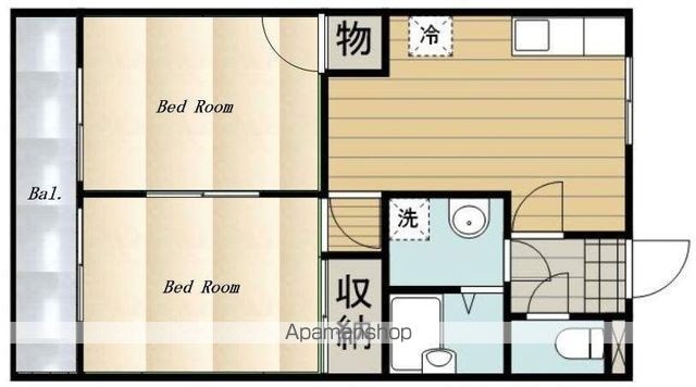 東京都三鷹市新川２丁目[2DK/45.36m2]の間取図