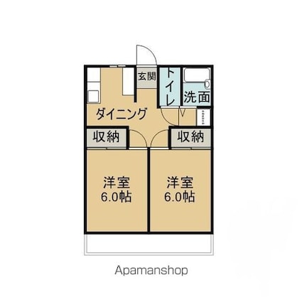 メゾンふじ[2DK/38.8m2]の間取図