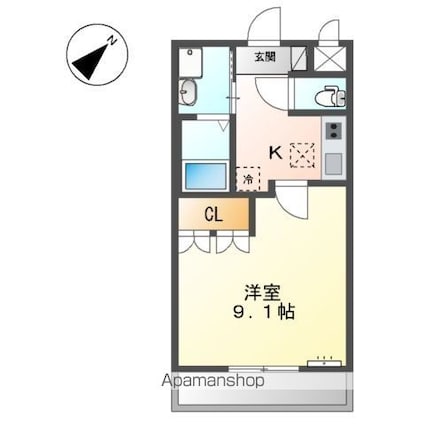 オリオン・セトル[1K/30m2]の間取図