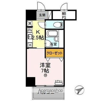 サンタウン竹鼻　Ａ[1K/25.2m2]の間取図