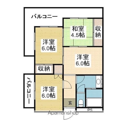 フジモトビル[3DK/52.65m2]の間取図