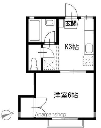 東京都小金井市緑町４丁目[1K/22.35m2]の間取図